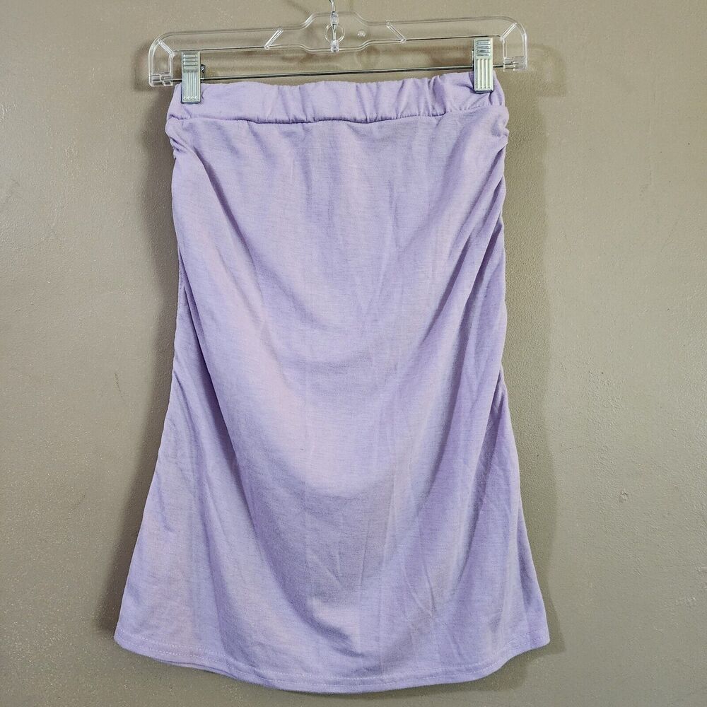 Set of 2 Romwe Womens Strapless Tube Tops Size M S Purple Gray Ruched Sides - Picture 2 of 14
